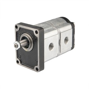 Pompa hydrauliczna zębata Hydrosila prawa 2-sekcyjna grupy 2 objętość: 12/8 cm3/obr wydajność (1500obr): 18/12 L/min