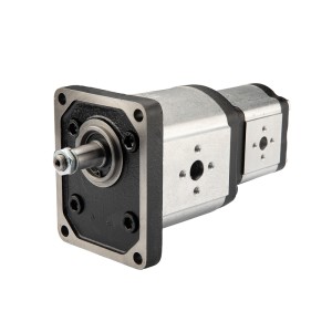 Pompa hydrauliczna zębata Hydrosila prawa 2-sekcyjna grupa 3 + 2 objętość: 39/14 cm3/obr wydajność (1500obr): 58/21 L/min