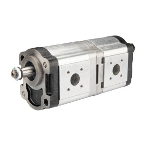 Pompa hydrauliczna zębata Hydrosila lewa 2-sekcyjna grupy 2 objętość: 19/11,3 cm3/obr wydajność (1500obr): 27,1/16,1 L/min