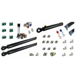 Kompletna hydraulika do ładowacza Tur C-360, rozdzielacz + dwa cylindry do podnoszenia i jeden do łychy + przewody + komponenty