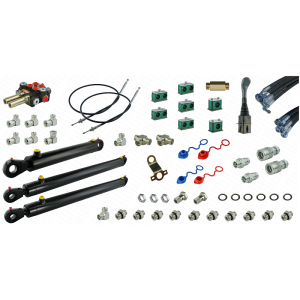 Kompletna hydraulika do ładowacza Tur C-330, rozdzielacz + joystick z linkami + dwa cylindry do podnoszenia i jeden do łychy + przewody + komponenty