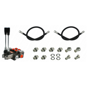 Rozdzielacz 2-sekcyjny do Ursusa C-330 z kompletem przyłączy + węże i przyłącza do podłączenia w ciągniku