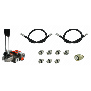 Rozdzielacz 2-sekcyjny do Ursusa C-360, C-360-3P z kompletem przyłączy + węże i przyłącza do podłączenia w ciągniku