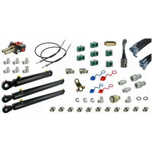 Kompletna hydraulika do ładowacza Tur Zetor 5211 - 7211, rozdzielacz + joystick z linkami + dwa cylindry do podnoszenia i jeden do łychy + przewody + komponenty
