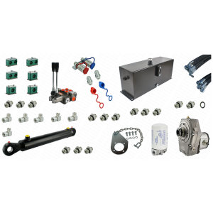 Kompletna hydraulika do ładowacza Tur Zetor 5211 - 7211, rozdzielacz + przekładnia z pompą + zbiornik + filtr + cylinder do łychy + przewody + komponenty