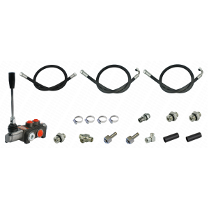 Rozdzielacz 1-sekcyjny do T-25 z kompletem przyłączy + węże i przyłącza do podłączenia w ciągniku