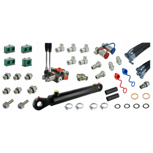 Kompletna hydraulika do ładowacza Tur T-25, rozdzielacz + cylinder do łychy + przewody + komponenty