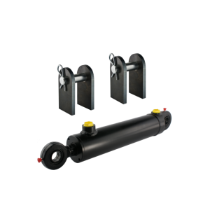 Gruby cylinder siłownik hydrauliczny dwustronnego działania długość: 450mm skok: 200mm z kompletem mocowań
