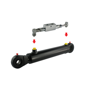 Cylinder siłownik hydrauliczny dwustronnego działania długość: 630mm skok: 400mm CJ2F-50/28/400 w komplecie z zaworem zabezpieczającym typu zamek