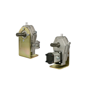 Multiplikator przystawka z wystającym wałkiem WOM z obu stron z pompą zębatą wydajność do 40L/min. W zestawie ze wspornikiem mocującym.