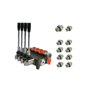 Rozdzielacz hydrauliczny 4 sekcyjny 80L w zestawie z przyłączami
