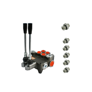 Rozdzielacz hydrauliczny 2 sekcyjny 80L w zestawie z przyłączami