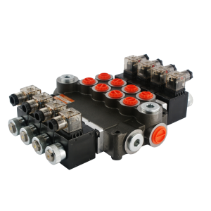 Rozdzielacz hydrauliczny 4 sekcyjny 80L/min sterowany elektrycznie 12V Badestnost: 04Z80 AAAA ES3 12VDC G