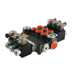 Rozdzielacz hydrauliczny 3 sekcyjny 80L/min sterowany elektrycznie 24V Badestnost: 03Z80 AAA ES3 24VDC G