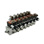 Rozdzielacz hydrauliczny 6 sekcyjny blokowy typu CETOP 03 NG6 sterowany elektrycznie 12V