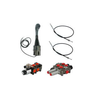 Zestaw hydrauliczny 2 sekcyjny: rozdzielacz 60L + joystick z jednym przyciskiem + dwie linki 1m