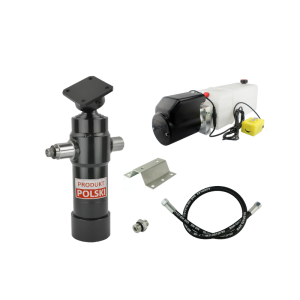 Hydraulika do przyczepy wywrotki, kipra. Zestaw do wywrotu: zasilacz 24V + siłownik skok 700 udźwig do 5 ton