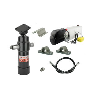 Hydraulika do przyczepy wywrotki, kipra. Zestaw do wywrotu: zasilacz 24V + siłownik skok 700 udźwig do 5 ton