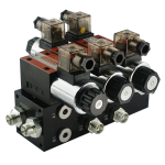 Rozdzielacz hydrauliczny 2 sekcyjny blokowy typu CETOP 03 NG6 sterowany elektrycznie 24V